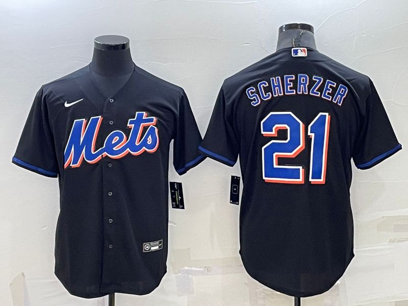 Men New York Mets 21 Scherzer Black Game 2022 Nike MLB Jersey